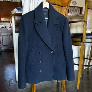 ASOS Navy Wool Pea Coat Medium